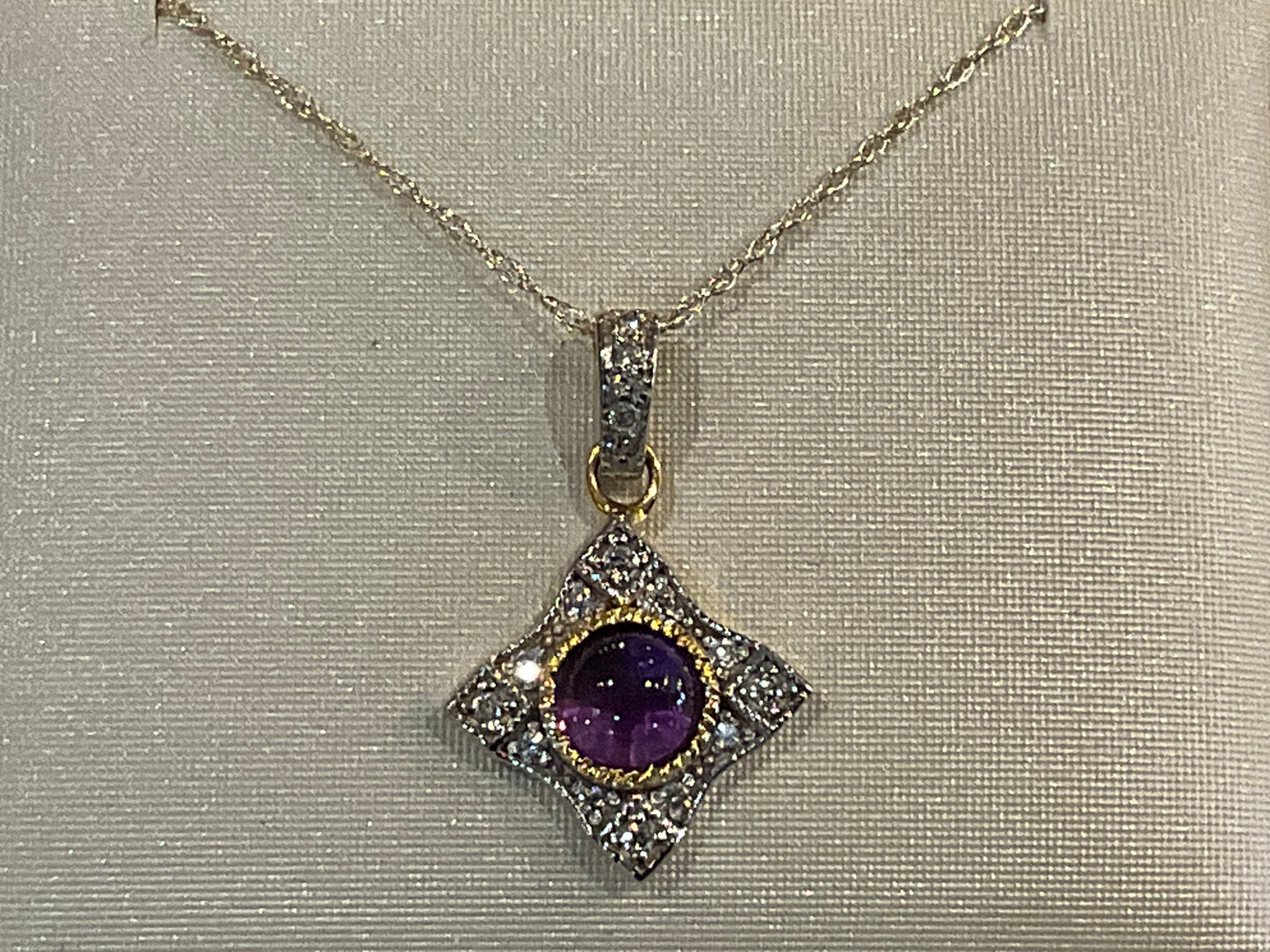 Cab. Amethyst and Diamond Necklace