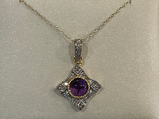Cab. Amethyst and Diamond Necklace