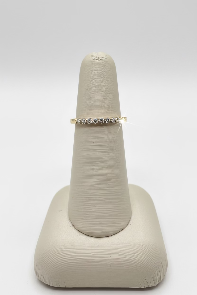 14K Yellow Gold 7-Diamond Stackable Band Ring — 0.25 ctw
