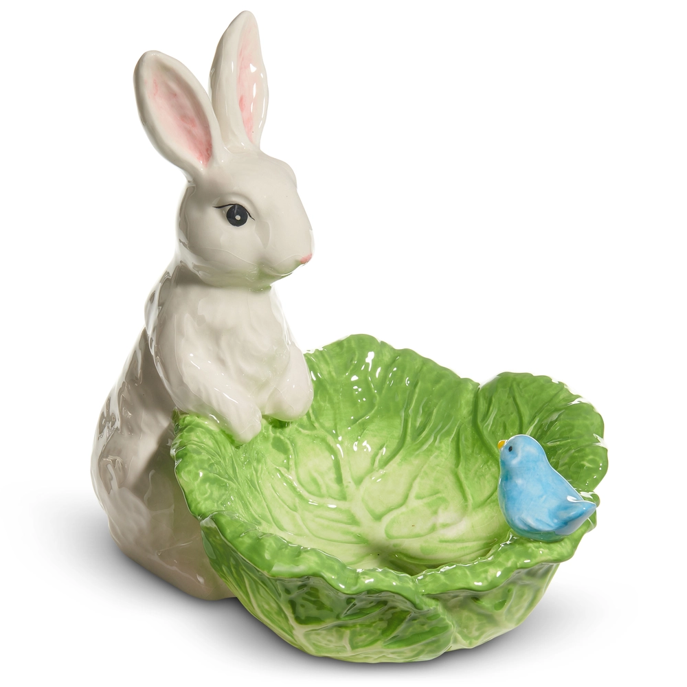 9” Green Cabbage Bowl with Bunny