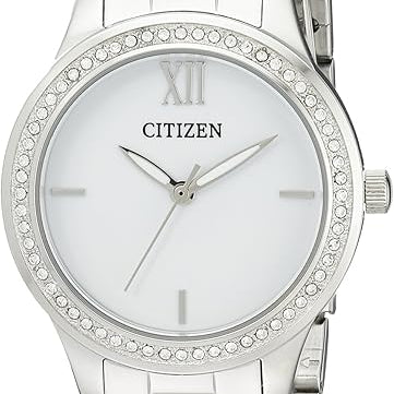 Ladies Quartz Crystal White Dial Silver-Tone Watch