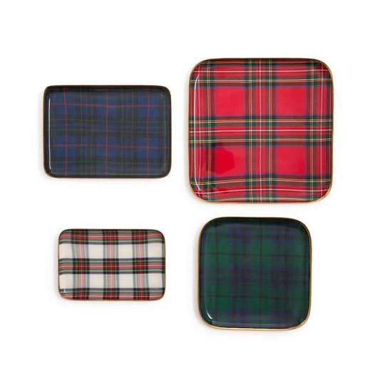 Tartan Decorative Metal Trays Includes 4 Patterns