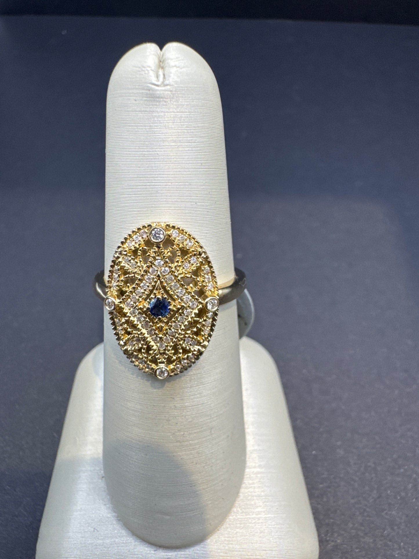Sapphire & Diamond Ring in 14k Yellow Gold | Blue Sapphire with Diamond Accents