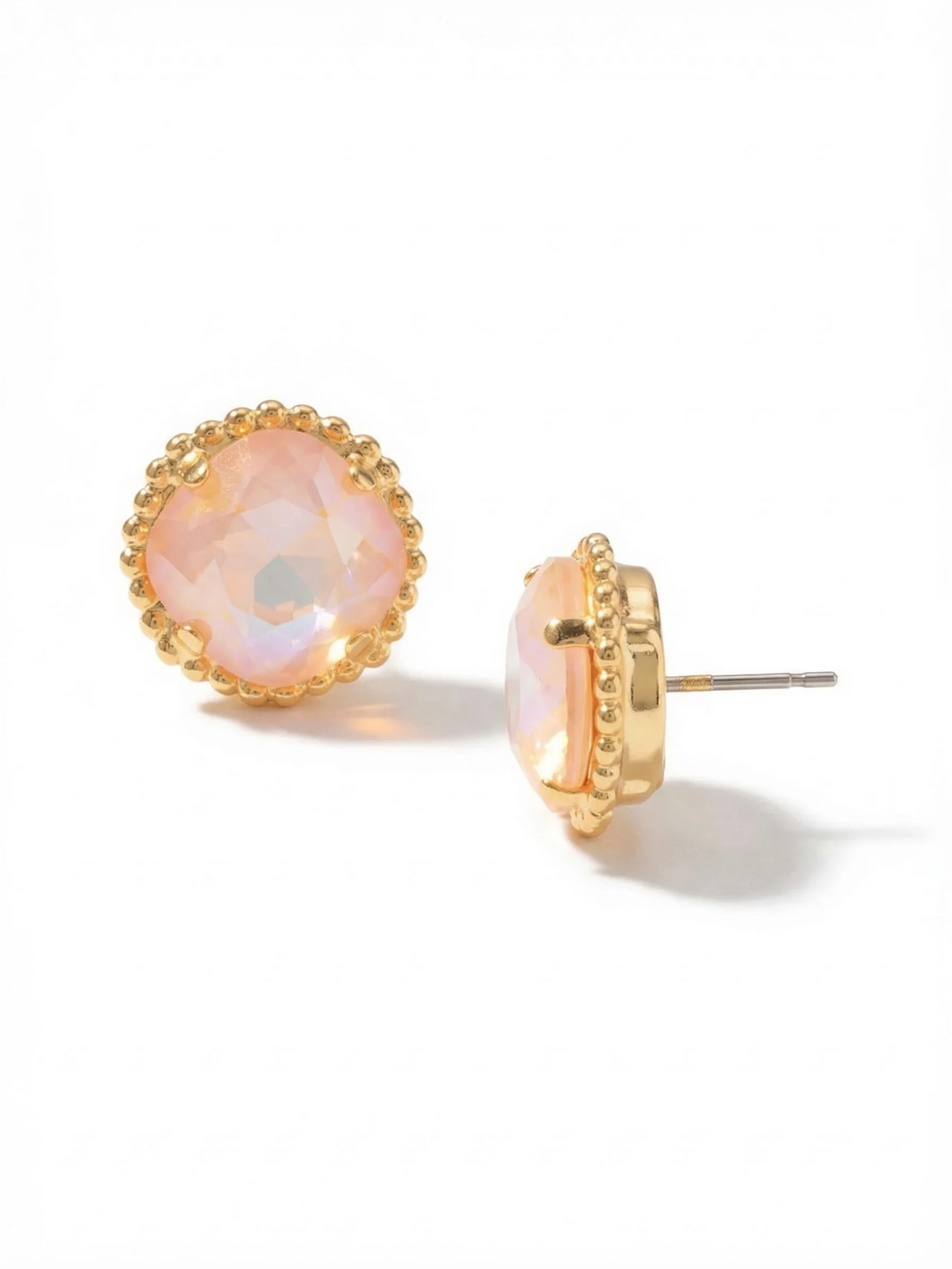 Peach Cushion-Cut Solitaire Stud Earrings