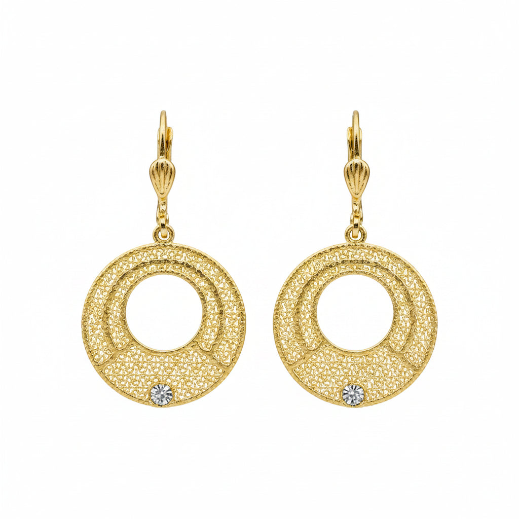 Catherine Popesco Gold Mesh & Crystal Dangle Earrings