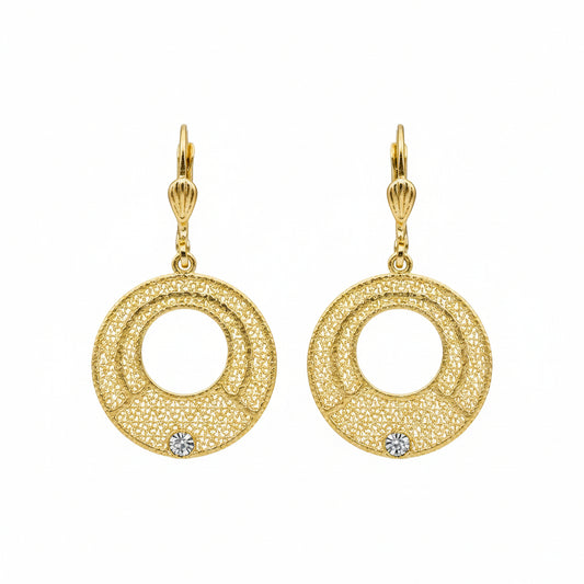 Catherine Popesco Gold Mesh & Crystal Dangle Earrings