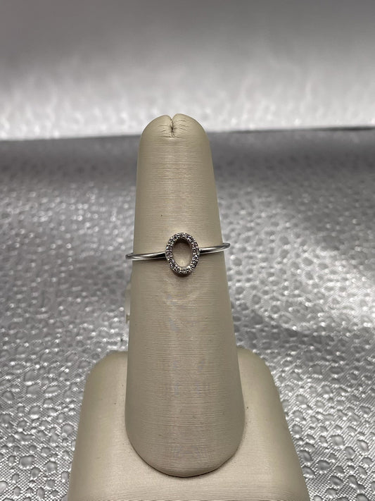 14K White Gold DIamond Oval Ring