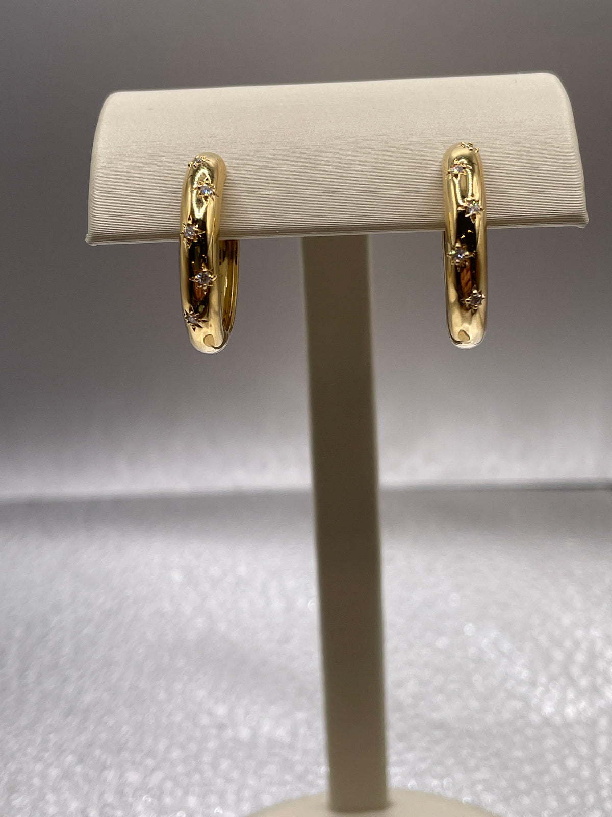 Sterling Silver Vermeil and lab Diamond accented Hoop Earrings