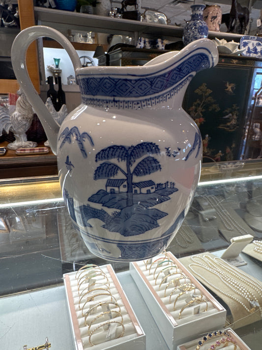 Blue and White Pitcher
