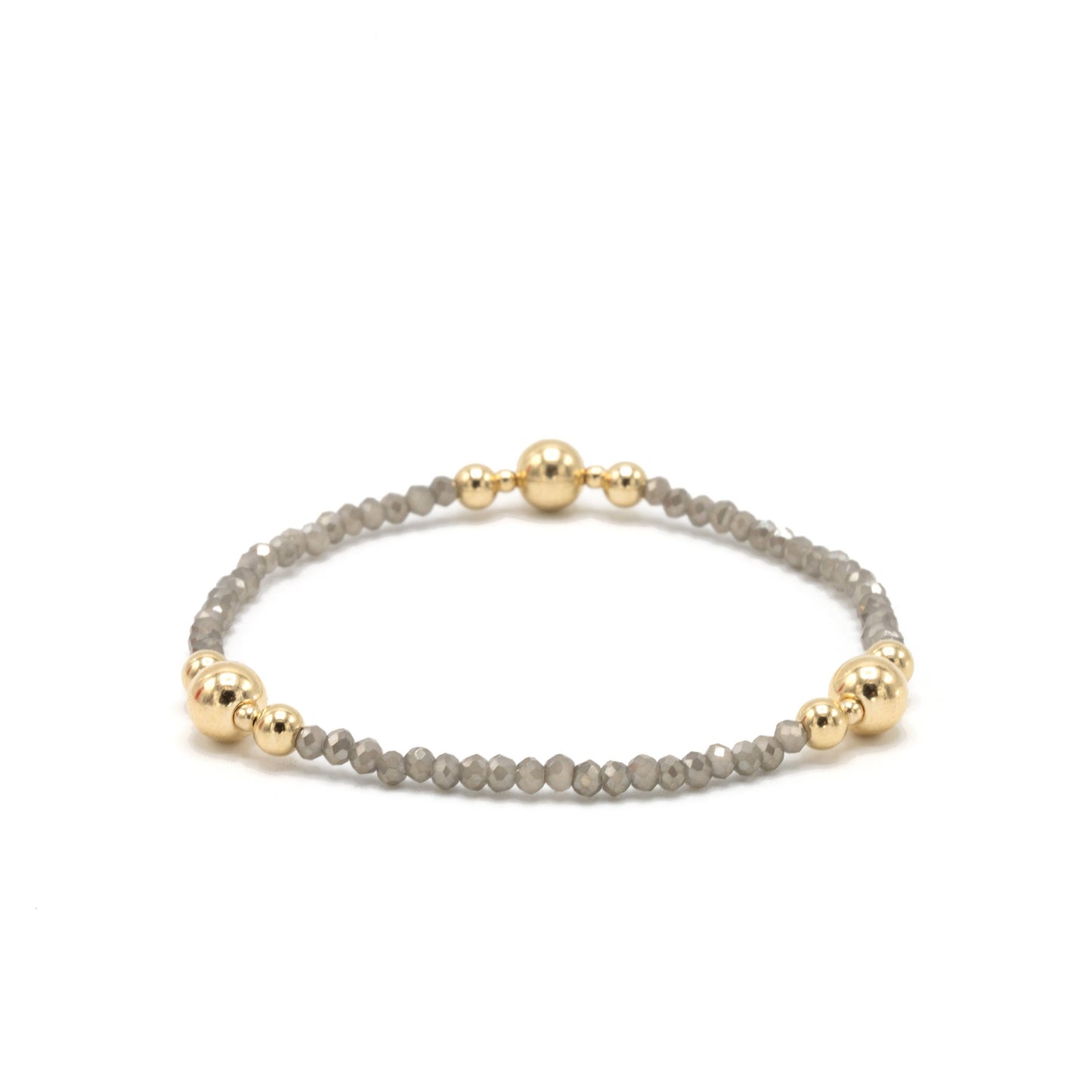 The Nantucket Shimmer Gray & 14k Gold- Filled Beaded Bracelet