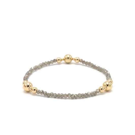 The Nantucket Shimmer Gray & 14k Gold- Filled Beaded Bracelet
