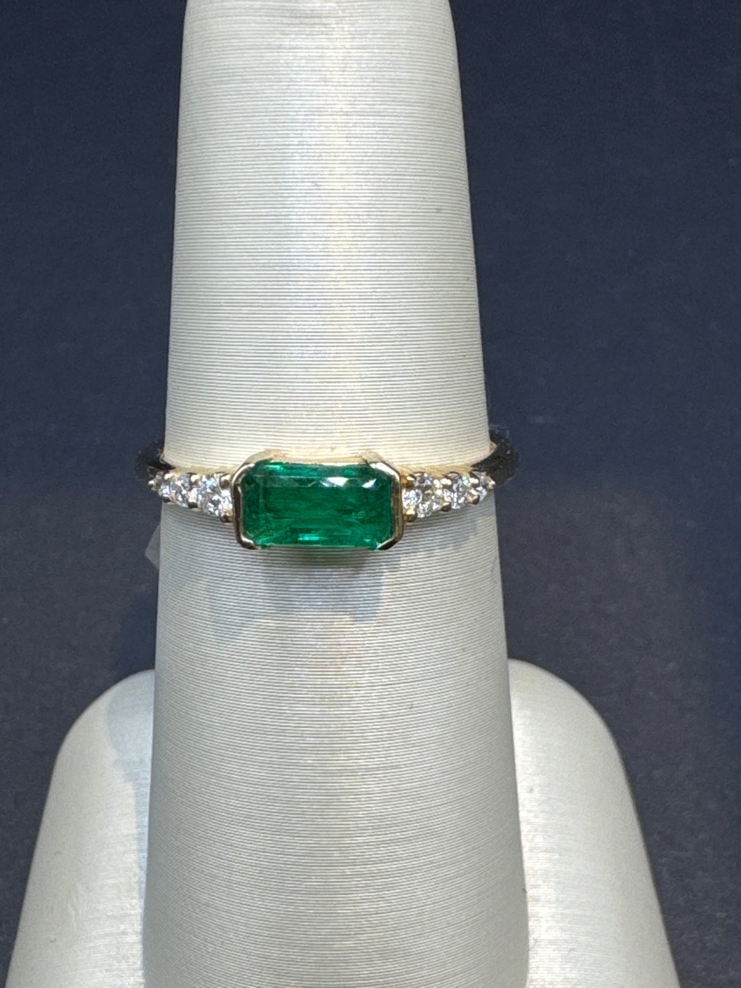0.65 CTW Emerald & Diamond Stackable Band in 14k Yellow Gold