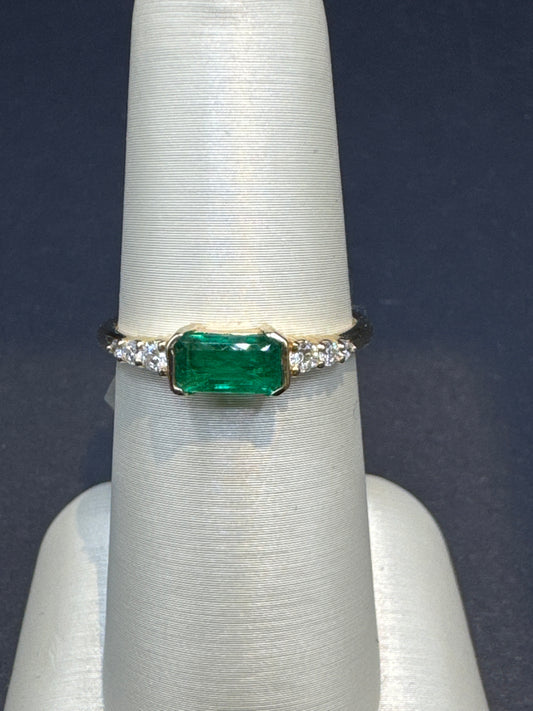 0.65 CTW Emerald & Diamond Stackable Band in 14k Yellow Gold
