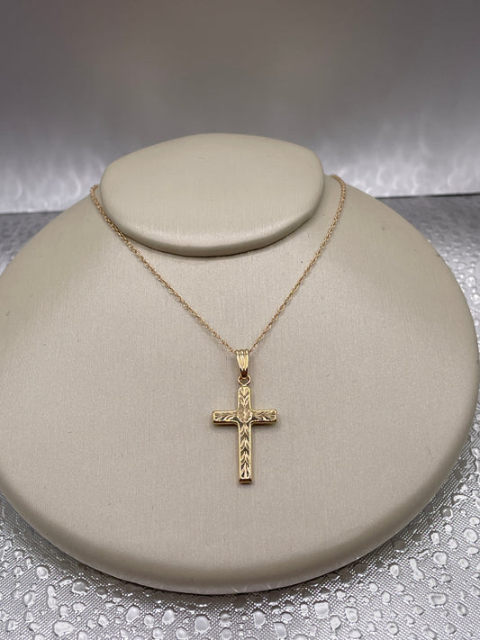14k gold Fancy Engraved Cross Pendant