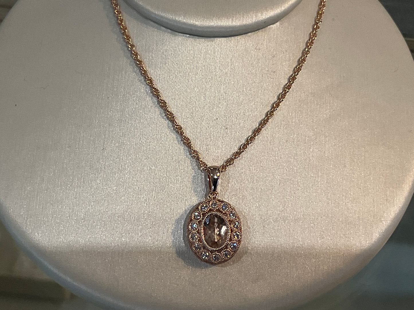 Morganite and Diamond Pendant