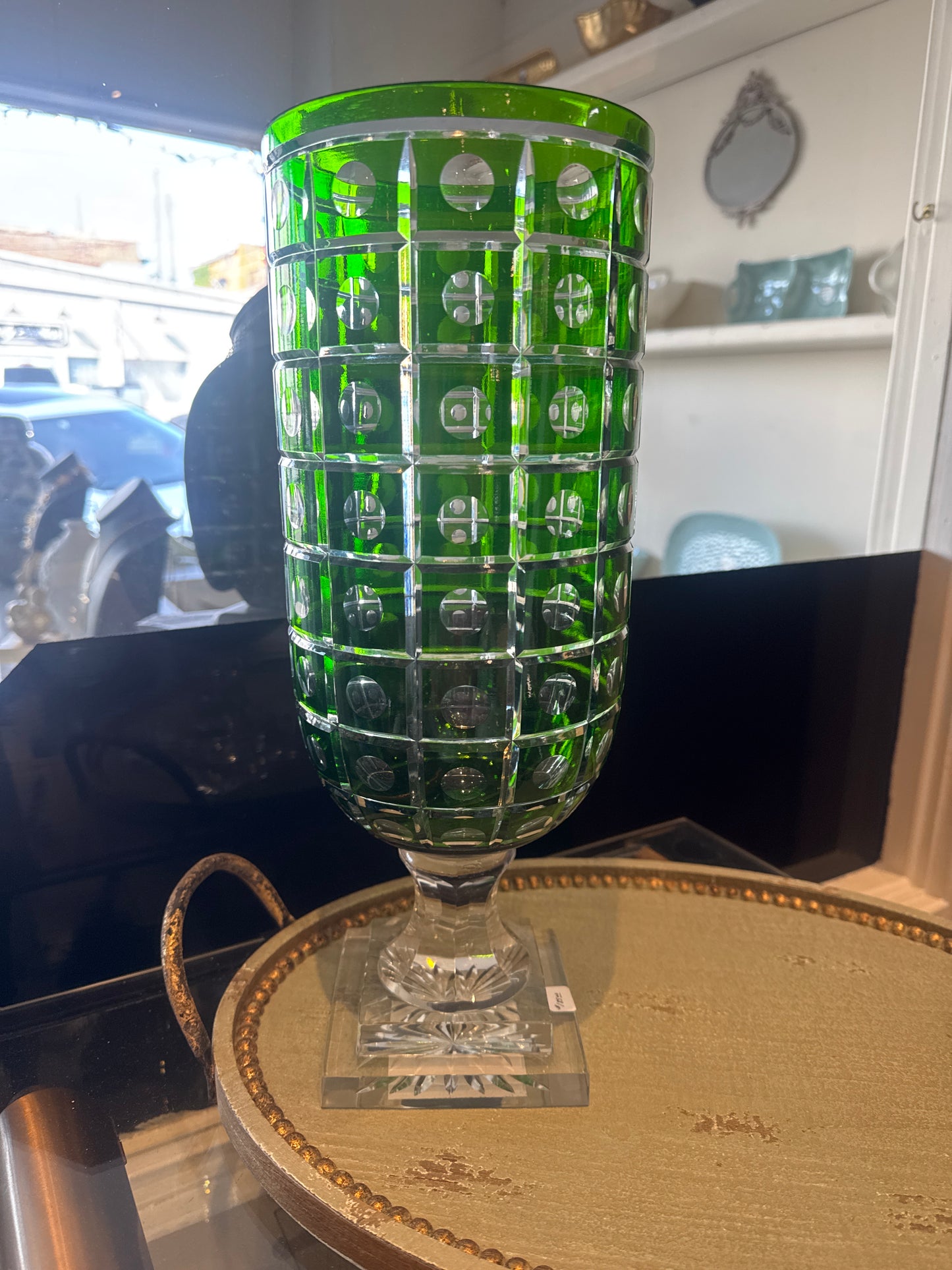 Green Optic Tall Vase