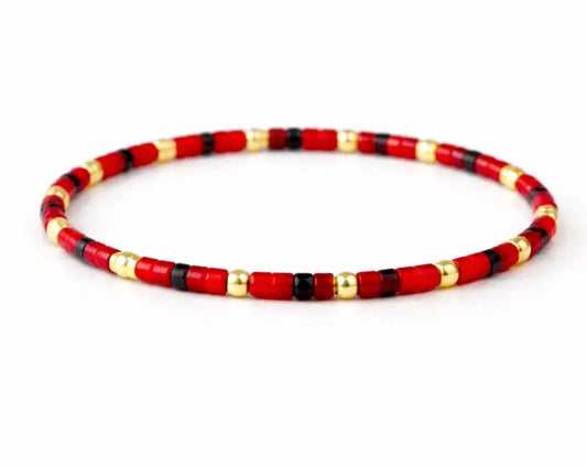 Endless Summer 14k Gold filled & Rich Red Beaded Bracelet