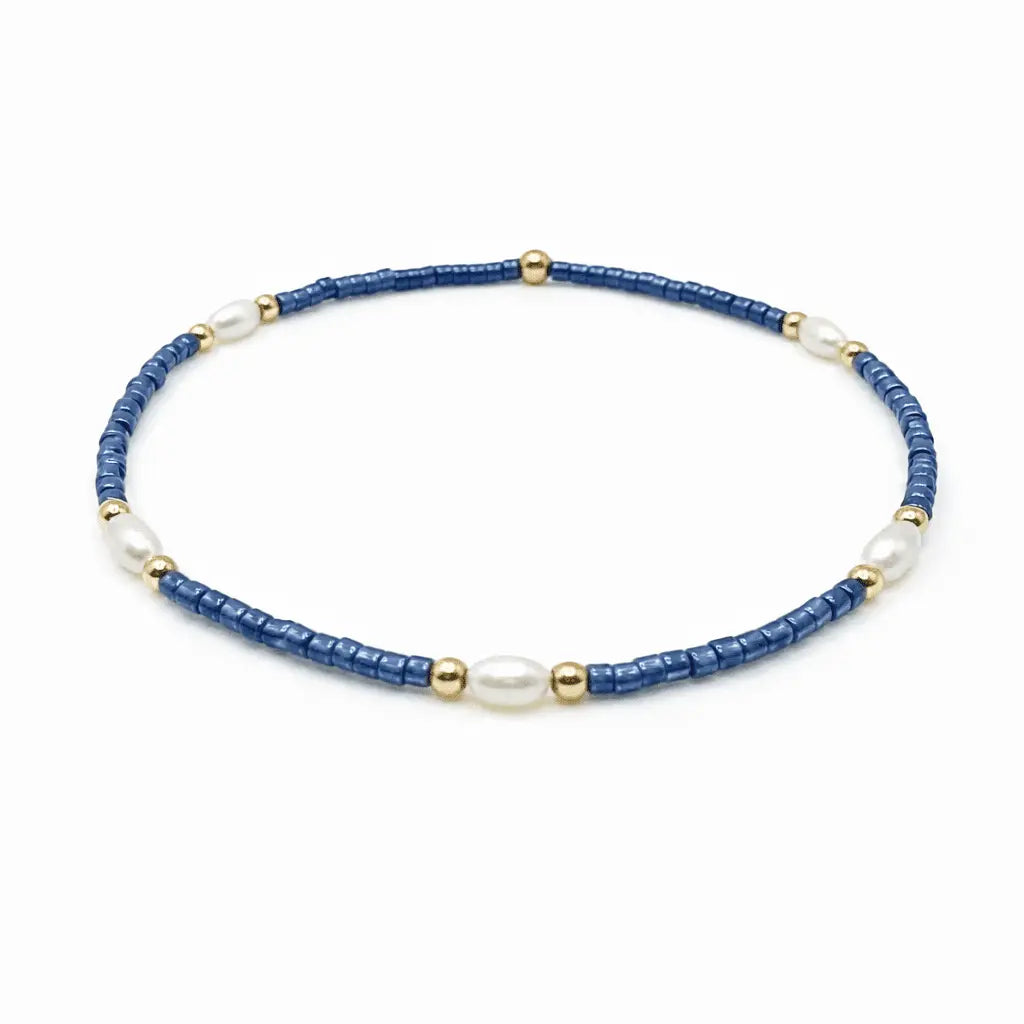 Erin Gray- Game Day Gold-Filled & Natural Rice Pearls Waterproof Bracelets