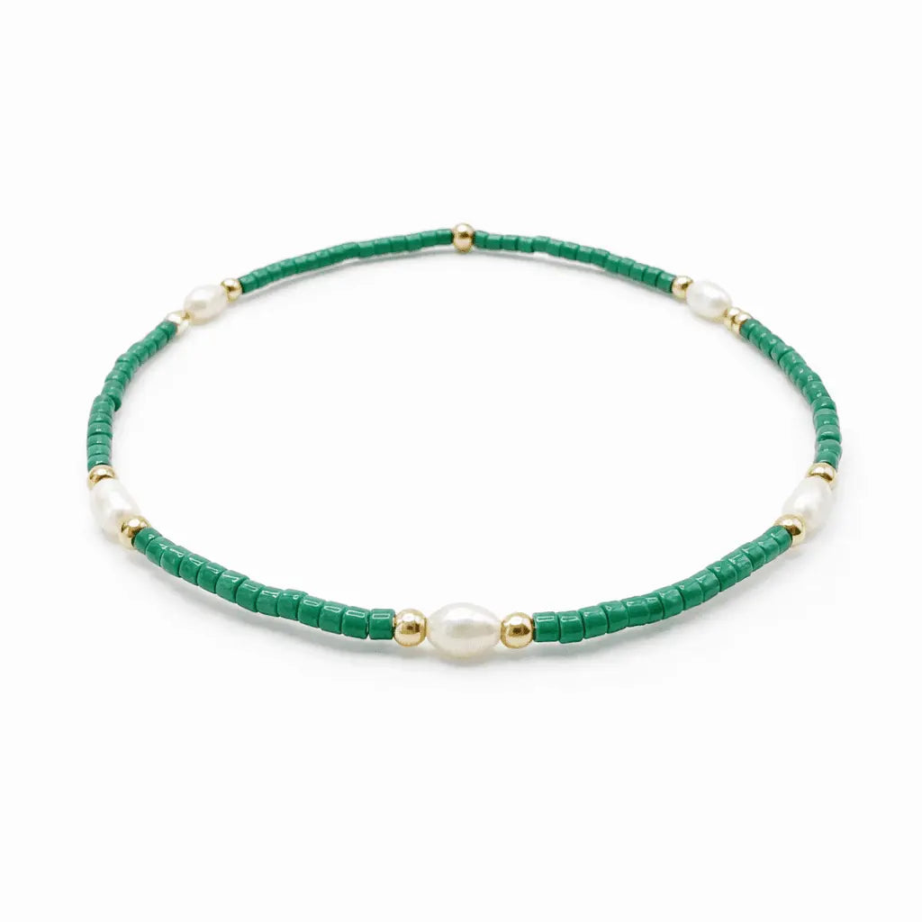 Erin Gray- Game Day Gold-Filled & Natural Rice Pearls Waterproof Bracelets