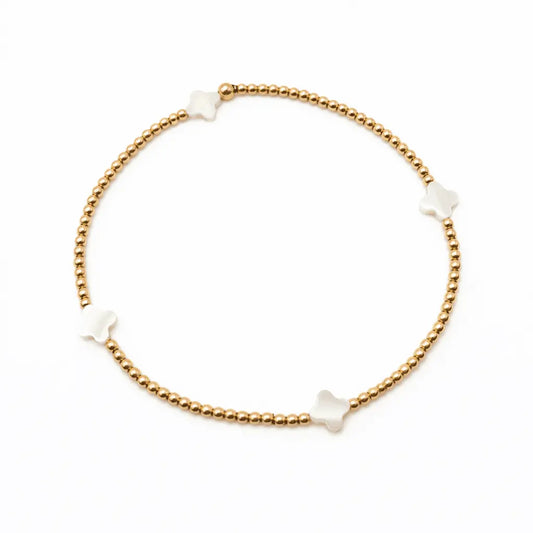 The Lucky Clover Bracelet in White Mother of Pearl