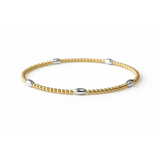 Classic Oval Mixed Metal Gold and Silver Bracelet