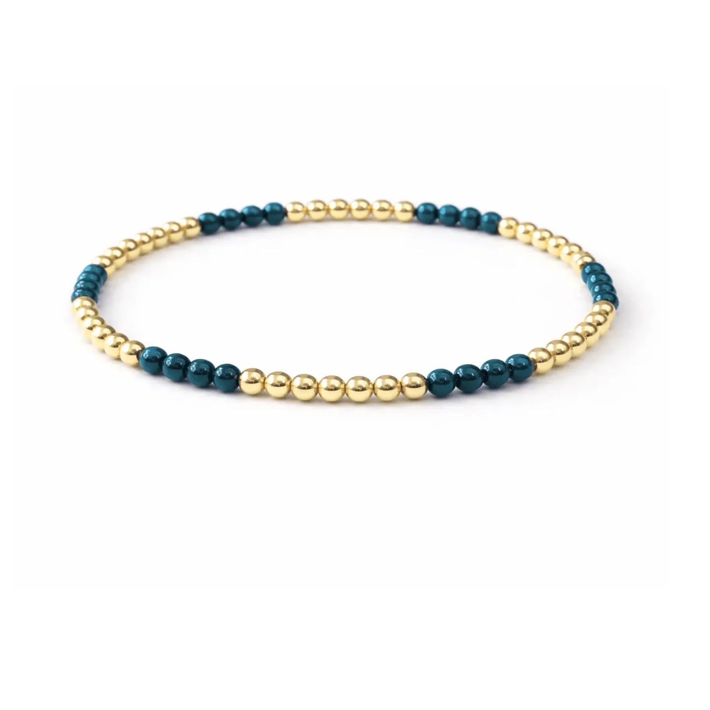 Refined Blue Stone Beaded Bracelet With 14K Gold Filled Beads