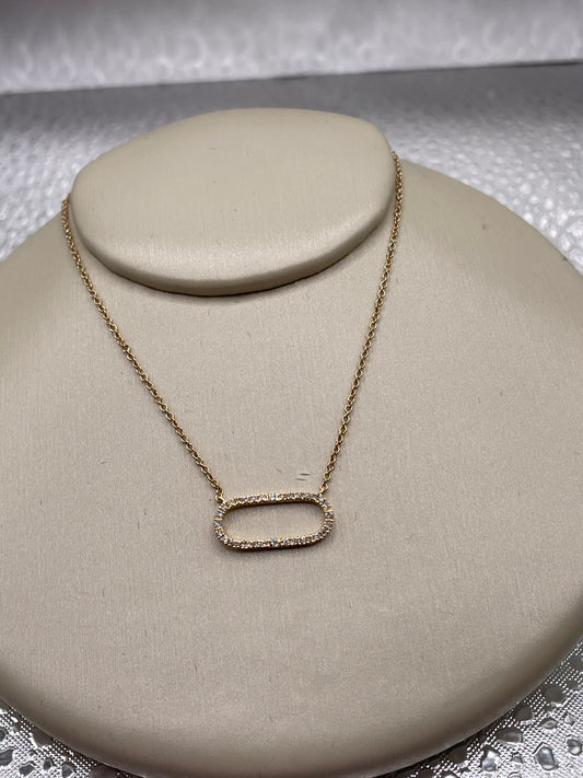 14k and diamond sideways oval Necklace