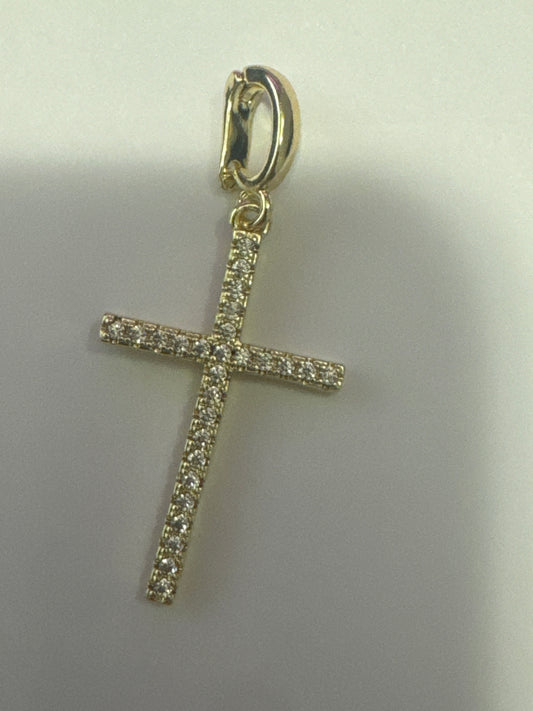 Large Diamond CZ Cross Charm