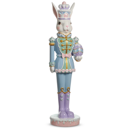 17.5” Frosted Easter Bunny Nutcracker with Egg