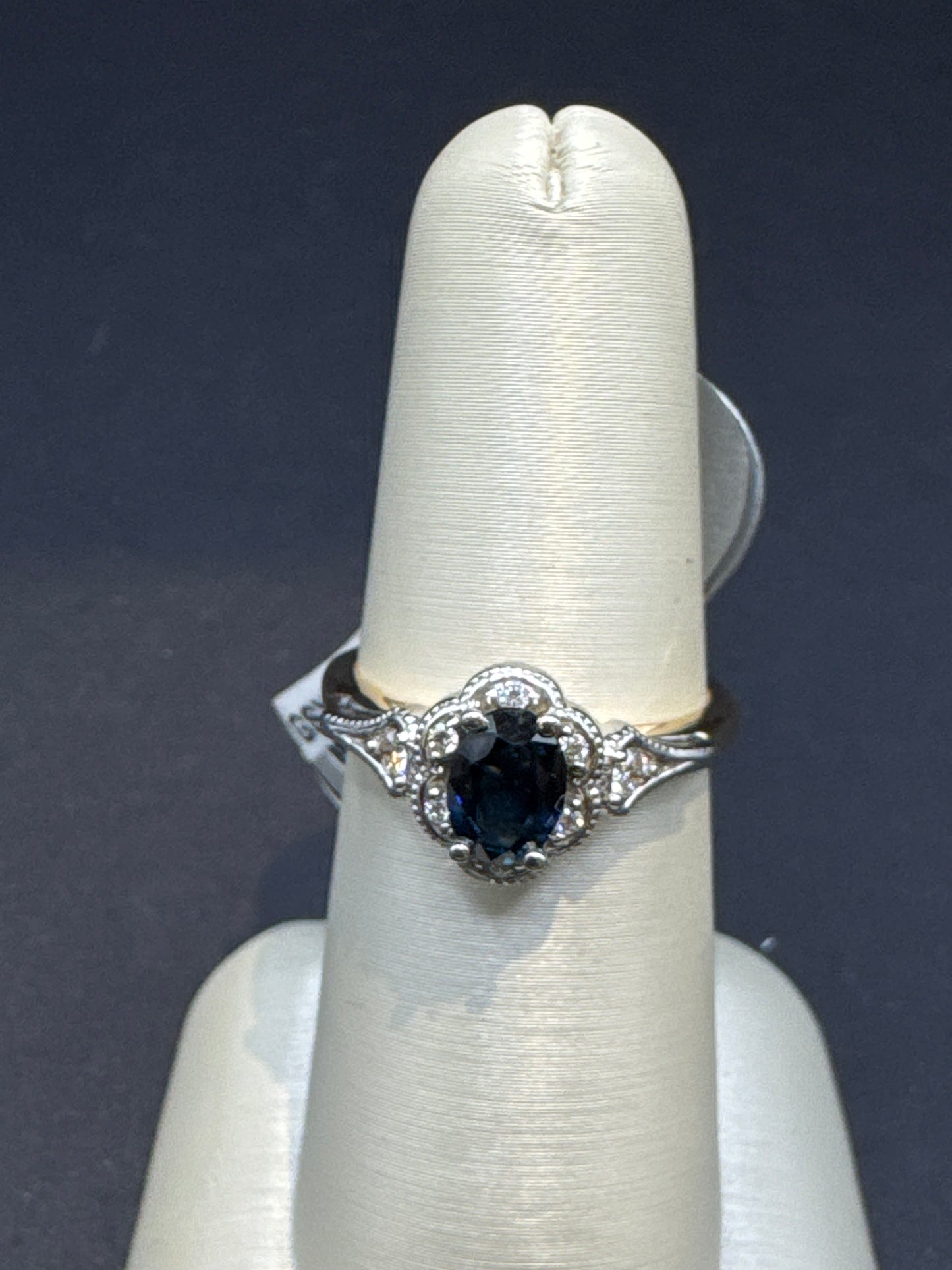 Oval Sapphire & Diamond Ring | 1/3 ct Sapphire with Diamond Accents