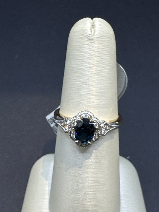 Oval Sapphire & Diamond Ring | 1/3 ct Sapphire with Diamond Accents