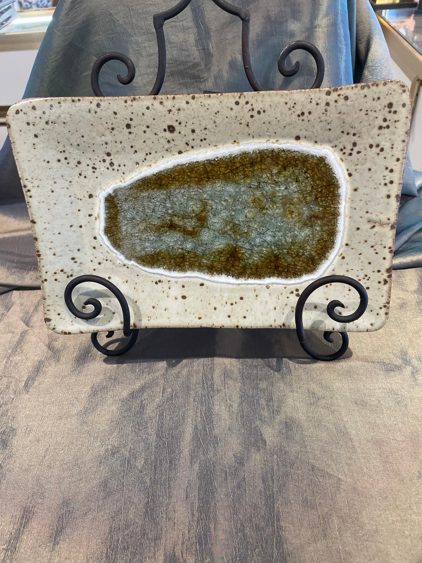 Dock 6 10" Sand Rectangular Tray w/ Crackle Glass
