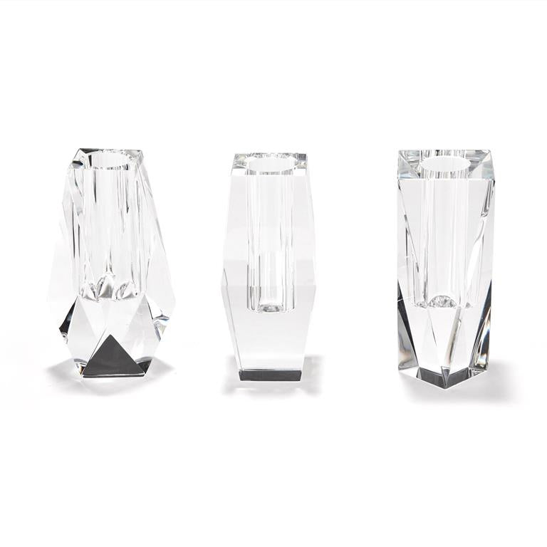 Faceted Hand-Cut Crystal Glass Bud Vase