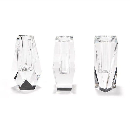 Faceted Hand-Cut Crystal Glass Bud Vase