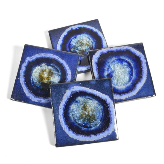 Dock 6 Pottery Crackled Glass Geode Coaster, Set of 4