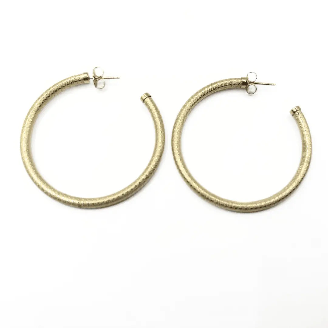Bali 42mm 14k Gold filled Patterned Post Hoop