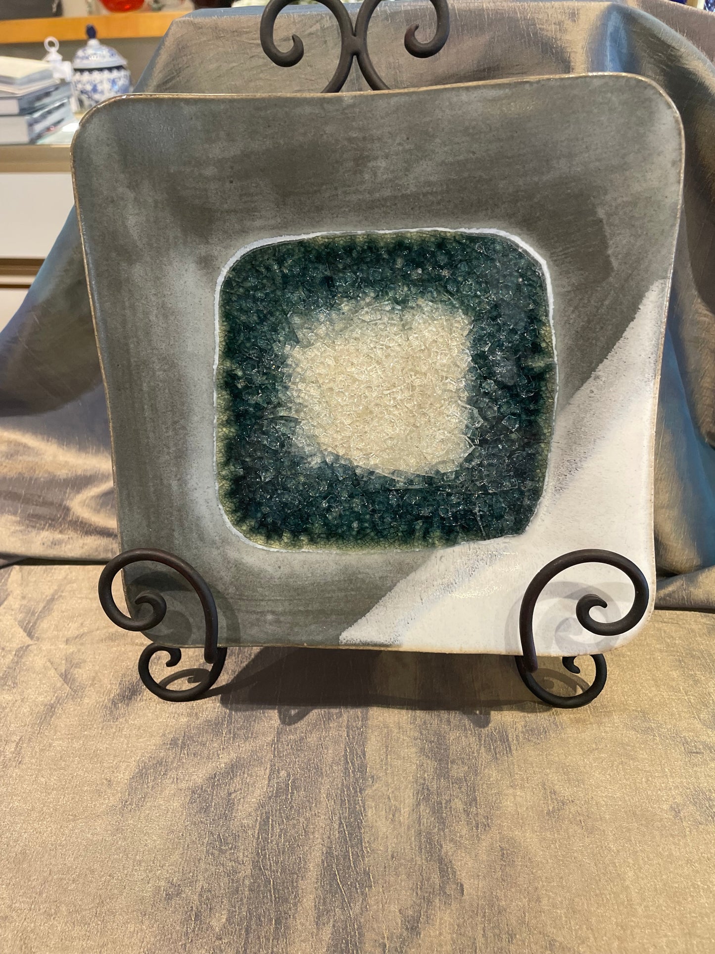 Dock 6 8.5" Square Platter in Gray &White