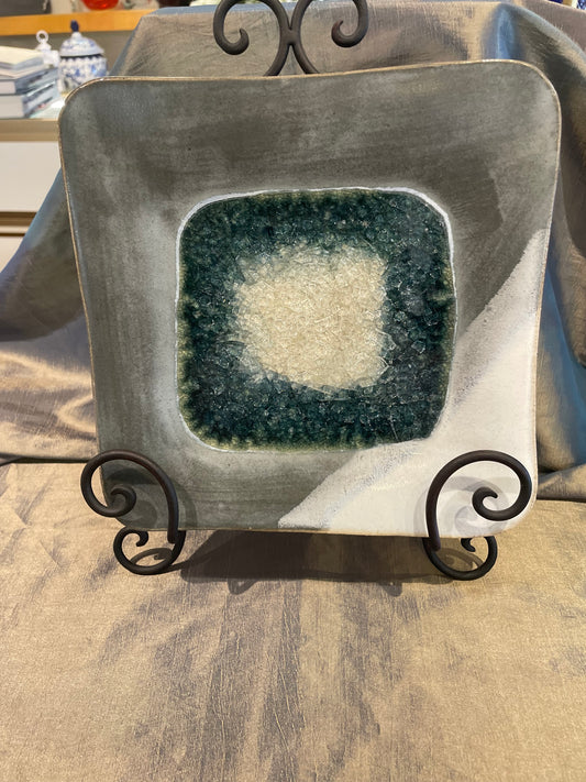 Dock 6 8.5" Square Platter in Gray &White