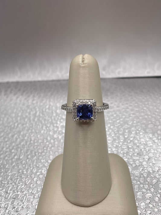 Cushion Cut Tanzanite & Diamond Ring — 1.80 ct