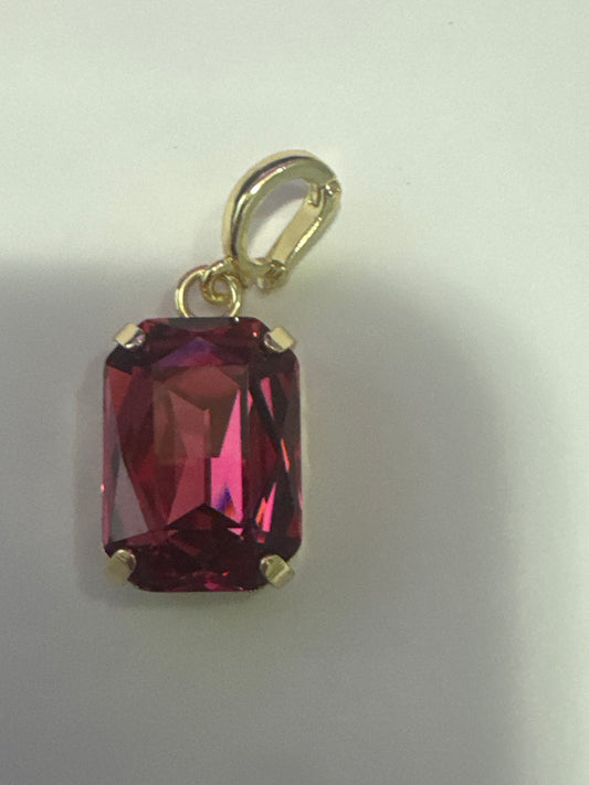 Rose Emerald Cut Pendant Charm