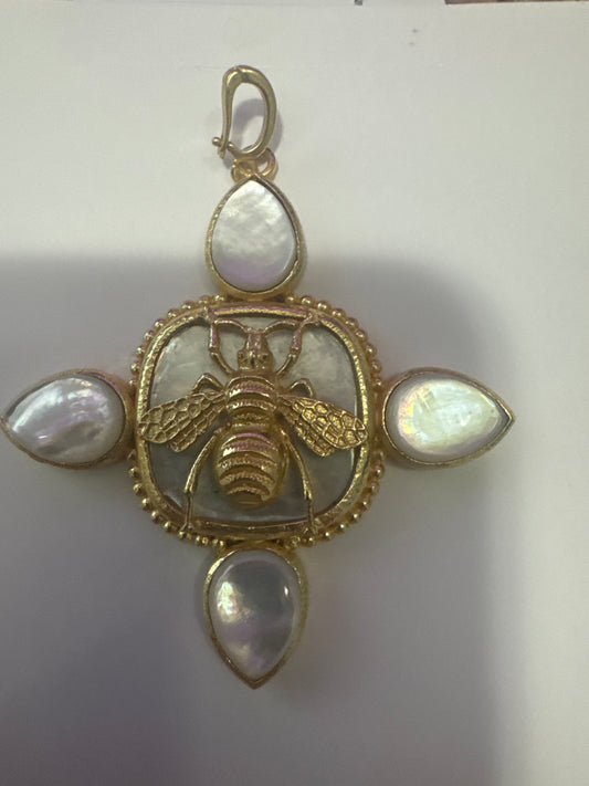 Mother of Pearl Bee Pendant Charm