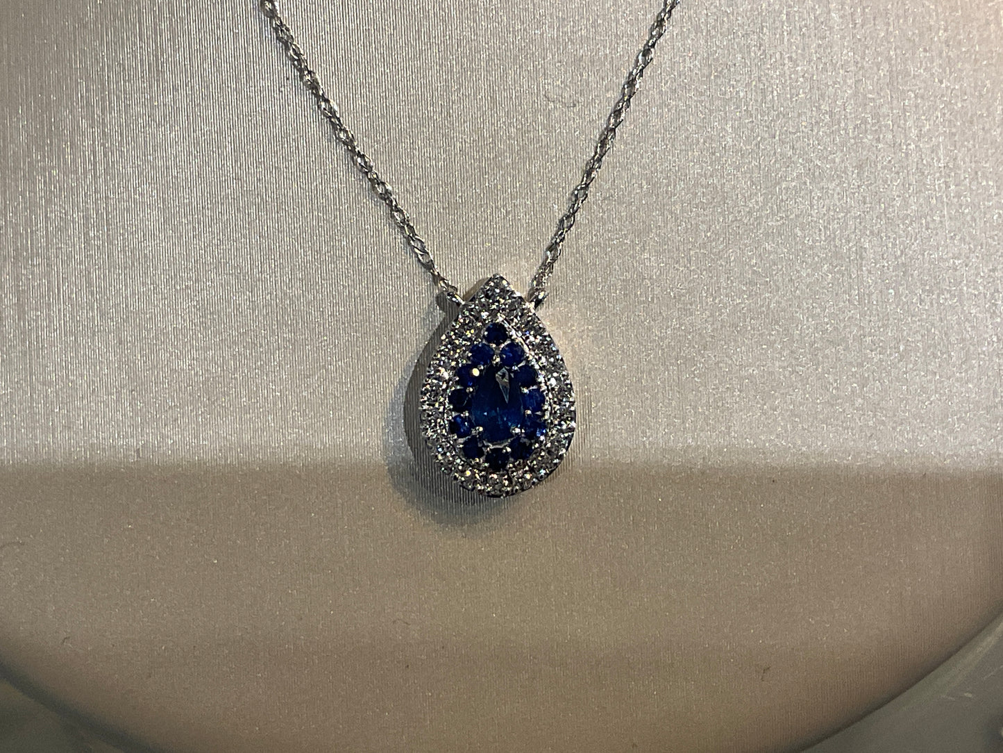Pear Shaped Sapphire and Diamond Necklace