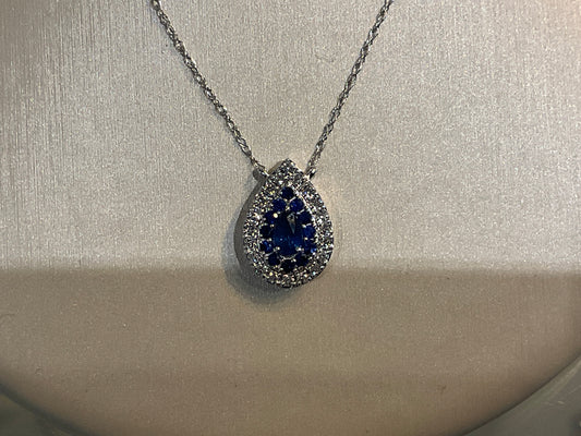 Pear Shaped Sapphire and Diamond Necklace