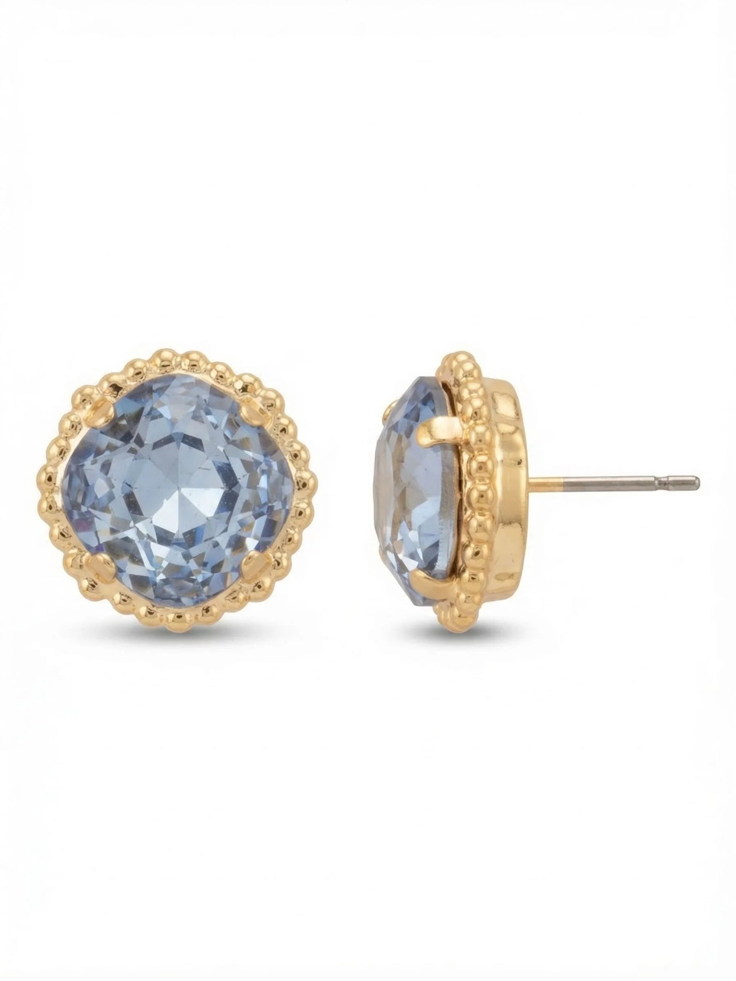 Aqua Cushion-Cut Solitaire Stud Earrings