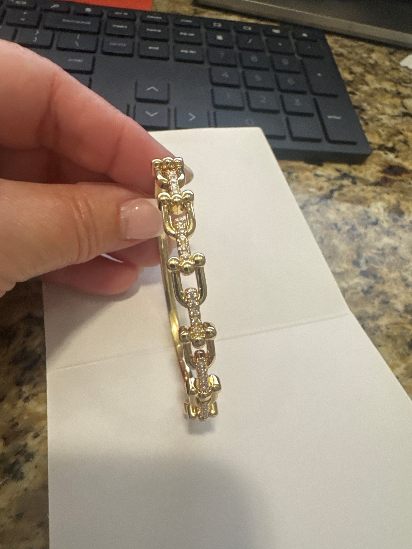 CZ Horseshoe Link Bracelet