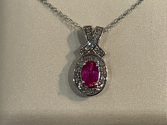 Pink Sapphire and Diamond Pendant