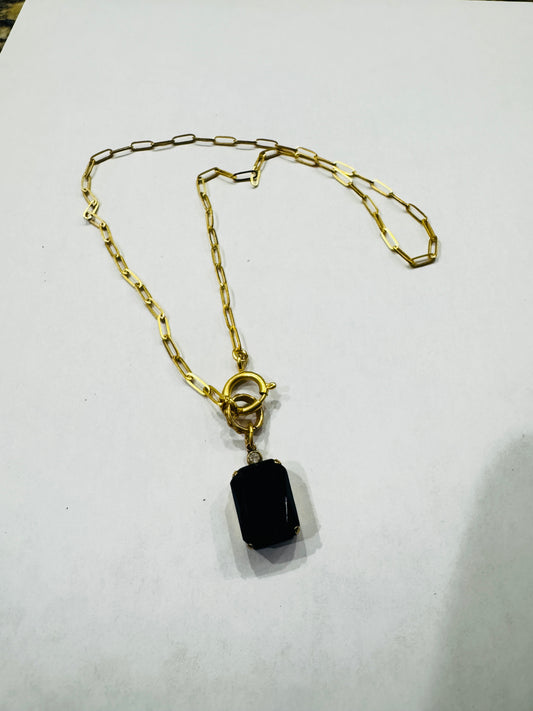 Black Emerald  Cut Glass Necklace