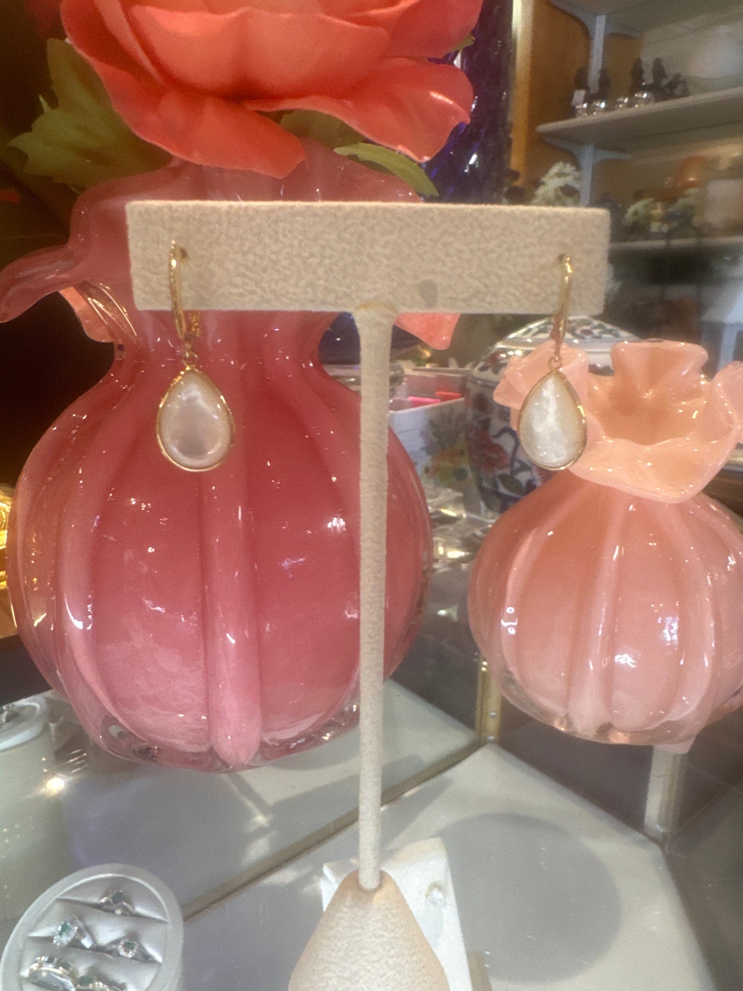 14K Mother of Pearl Dangle Earrings