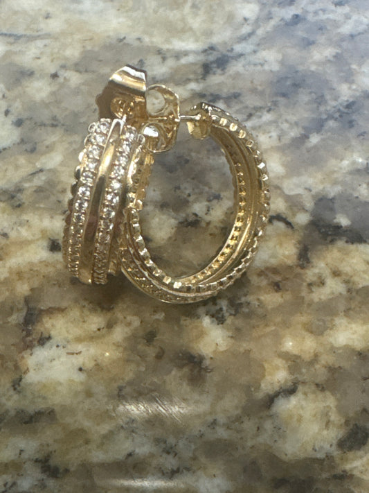 Hoop Hearrings with Diamond CZ's