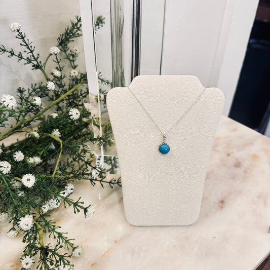 14K White Gold Turquoise Necklace
